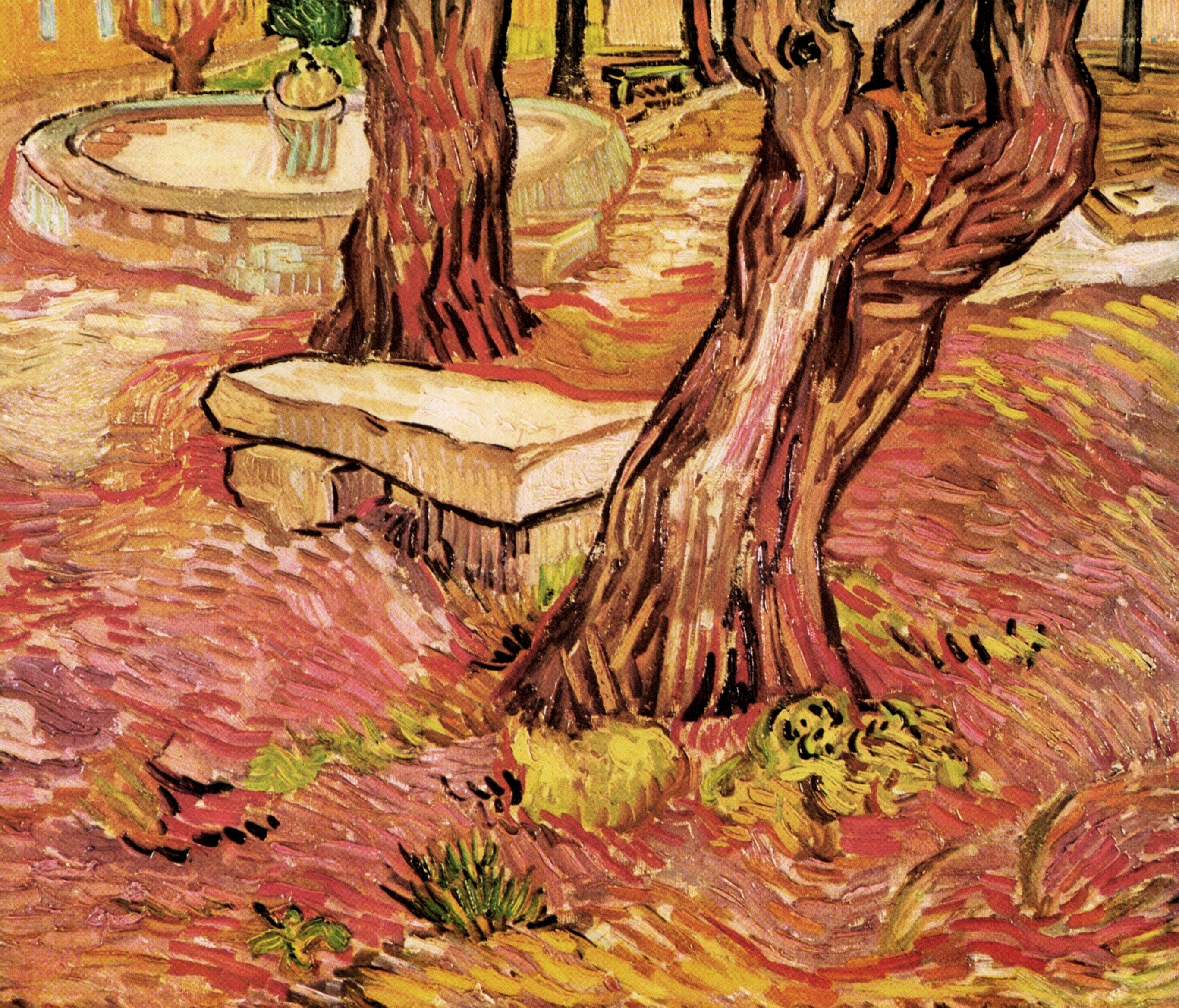 Картина Ван Гога Каменная скамья в саду больницы Сен-Поль 1889